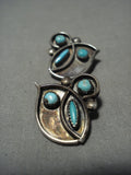 Fabulous Vintage Zuni Needlepoint Turquoise Native American Jewelry Silver Earrings Old-Nativo Arts