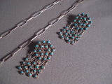 Fabulous Vintage Zuni 'Snake Eyes Turquoise' Native American Jewelry Silver Swirl Necklace Earrings Set-Nativo Arts