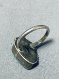 Rare Turquoise Vintage Native American Navajo Carico Lake Sterling Silver Leaf Ring-Nativo Arts