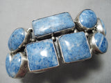 Chunky Huge Vintage Navajo Lapis Sterling Silver Native American Bracelet-Nativo Arts