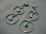 Exceptional Vintage Native American Navajo Turquoise Nugget Sterling Silver Earrings-Nativo Arts