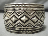 Important Native American Navajo Calvin Martinez Sterling Silver Repoussed Heavy Bracelet-Nativo Arts
