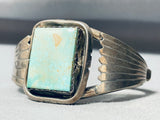 Older Signed Vintage Native American Navajo Rectangle Green Turquoise Sterling Silver Bracelet-Nativo Arts