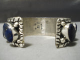 Best Vintage Native American Navajo Slanted Lapis Sterling Silver Bracelet Old-Nativo Arts