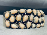 Most Unique Vintage Native American Navajo Pink Shell Cluster Sterling Silver Bracelet-Nativo Arts
