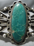 Early 1900's Vintage Native American Navajo Cerrillos Turquoise Sterling Silver Bracelet Old-Nativo Arts