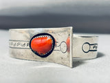 One Of The Most Unique Ever Vintage Native American Navajo Croal Sterling Silver Hinge Bracelet-Nativo Arts