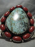 One Of The Best Biggest Vintage Native American Navajo #8 Turquoise Sterling Silver Bracelet Old-Nativo Arts