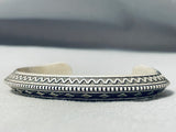 Sub Micro Hand Detailed Native American Navajo Sterling Silver Thick Bracelet Cuff-Nativo Arts