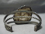 Superior Vintage Native American Navajo Vivid Blue Turquoise Sterling Silver Wave Bracelet Old-Nativo Arts