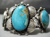 Museum Vintage Native American Navajo Old Morenci Turquoise Sterling Silver Bracelet Old-Nativo Arts