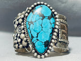 Two Technique Vintage Native American Navajo Turquoise Sterling Silver Bracelet-Nativo Arts