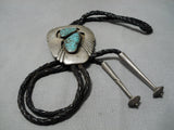 Important Running Water Vintage Native American Navajo Turquoise Sterling Silver Bolo Tie-Nativo Arts