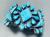One Of The Most Unique Turquoise Shape Vintage Native American Navajo Sterling Silver Bracelet-Nativo Arts