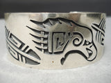 Detailed Vintage Navajo Flying Eagle Sterling Silver Native American Bracelet-Nativo Arts