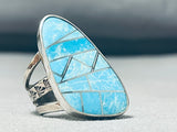 Sky Blue Intricate San Felipe Turquoise Sterling Silver Inlay Ring-Nativo Arts