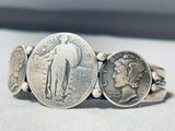 Native American Incredible Vintage Southwest Sterling Silver Coin Bracelet-Nativo Arts