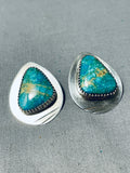 Native American Stunning Vintage Signed Apache Royston Turquoise Sterling Silver Earrings-Nativo Arts