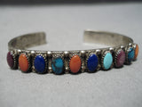 Very Rare Early Vintage Native American Zuni Harlan Coonsis Turquoise Sterling Silver Bracelet-Nativo Arts