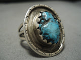 Old Bisbee Turquoise Vintage Navajo Sterling Silver Native American Ring Old-Nativo Arts