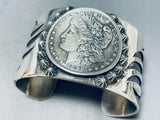 Incredible San Felipe Signed Morgan Silver Dollar Sterling Silver Huge Bracelet-Nativo Arts