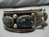 Best High Grade Bisbee Turquoise Vintage Native American Navajo Sterling Silver Bracelet Old-Nativo Arts
