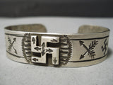 Rare Vintage Native American Navajo Whirling Logs Sterling Silver Bracelet Cuff-Nativo Arts