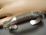 Detailed Thick Intricate Native American Navajo Sterling Silver Channel Bracelet-Nativo Arts