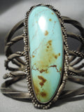 Opulent Vintage Native American Navajo Natural Royston Turquoise Sterling Silver Bracelet Old-Nativo Arts