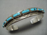 Important Vintage Native American Navajo Tommy Tso Riased Turquoise Sterling Silver Bracelet Old-Nativo Arts