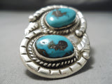 Colossal Vintage Native American Navajo Bisbee Turquoise Sterling Silver Ring Old-Nativo Arts