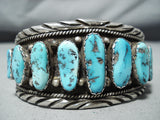 Impressive Vintage Native American Navajo Morenci Turquoise Sterling Silver Bracelet Old-Nativo Arts