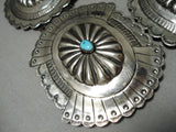 Huge Vintage Native American Navajo Hand Tooled Sterling Silver Turquoise Concho Belt-Nativo Arts