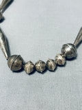 Rare Older Longer Vintage Native American Navajo Torpedo Sterling Silver Necklace Old-Nativo Arts