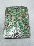 Exceptional Vintage Native American Navajo Turquoise Sterling Silver Buckle Signed-Nativo Arts