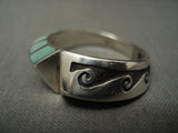 Famous And Very Important Navajo Lonn Parker Green Turquoise Native American Jewelry Silver Ring-Nativo Arts