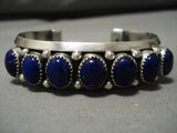 Famous Artist Jeanette Dale Native American Navajo Lapis Sterling Silver Bracelet-Nativo Arts