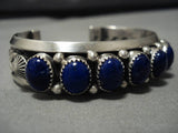Famous Artist Jeanette Dale Native American Navajo Lapis Sterling Silver Bracelet-Nativo Arts