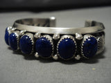 Famous Artist Jeanette Dale Native American Navajo Lapis Sterling Silver Bracelet-Nativo Arts