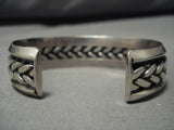 Famous Artist Jeanette Dale Native American Navajo Lapis Sterling Silver Bracelet-Nativo Arts
