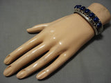 Famous Artist Jeanette Dale Native American Navajo Lapis Sterling Silver Bracelet-Nativo Arts