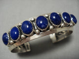 Famous Artist Jeanette Dale Native American Navajo Lapis Sterling Silver Bracelet-Nativo Arts