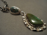 Famous Artist Vintage Navajo Kee Joe Benally (d.) Native American Jewelry Silver Turquoise Necklace-Nativo Arts