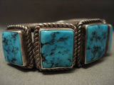 Famous Artist Vintage Navajo 'Squared Turquoise' Wil Singer Native American Jewelry Silver Bracelet-Nativo Arts