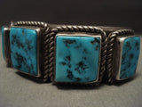 Famous Artist Vintage Navajo 'Squared Turquoise' Wil Singer Native American Jewelry Silver Bracelet-Nativo Arts