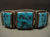 Famous Artist Vintage Navajo 'Squared Turquoise' Wil Singer Native American Jewelry Silver Bracelet-Nativo Arts