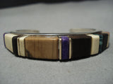 Famous! Vintage Native American Jewelry Hopi Sherian Honhongva Turquoise Sterling Silver Gold Bracelet-Nativo Arts