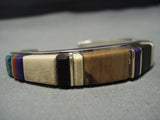 Famous! Vintage Native American Jewelry Hopi Sherian Honhongva Turquoise Sterling Silver Gold Bracelet-Nativo Arts