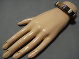 Famous! Vintage Native American Jewelry Hopi Sherian Honhongva Turquoise Sterling Silver Gold Bracelet-Nativo Arts