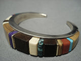 Famous! Vintage Native American Jewelry Hopi Sherian Honhongva Turquoise Sterling Silver Gold Bracelet-Nativo Arts